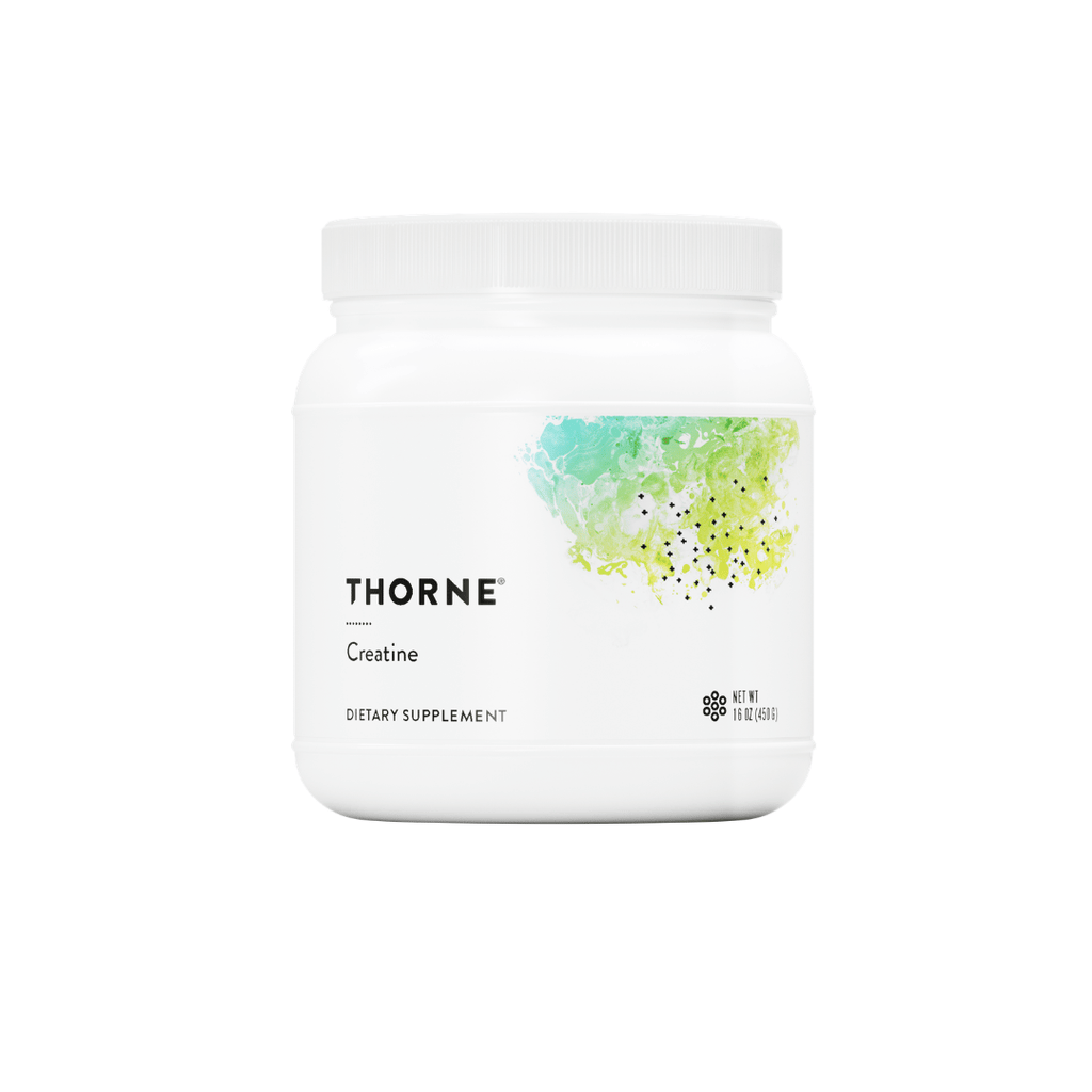 Thorne Creatine Monohydrate by Thorne unflavoured creatine powder tub for daily sports nutrition and performance support.