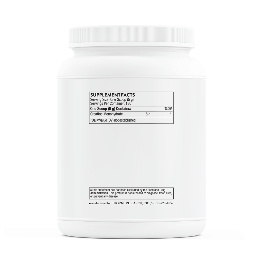 Thorne Creatine Monohydrate by Thorne unflavoured creatine powder tub for daily sports nutrition and performance support.