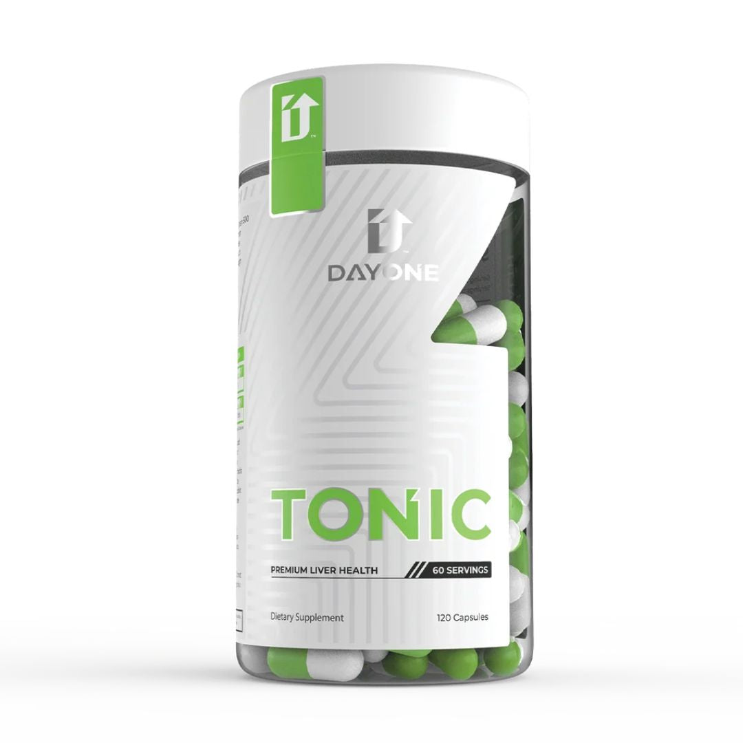 Day One TON1C liver support supplement with NAC, TUDCA, milk thistle, Schisandra extract, vitamin E, zinc, selenium and vitamin B12.