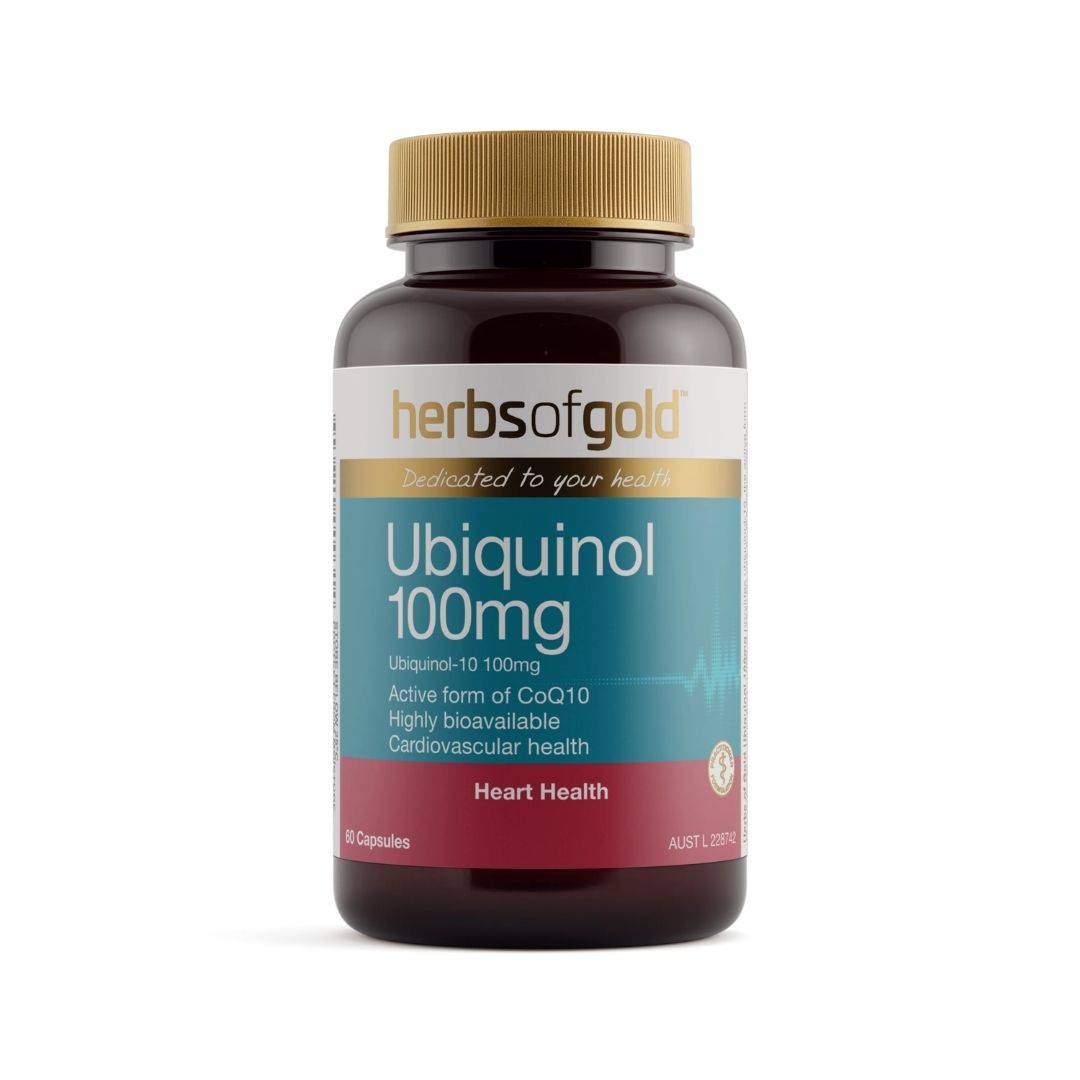 Herbs of Gold Ubiquinol 100mg capsules with 100mg Kaneka Ubiquinol CoQ10 for cardiovascular health