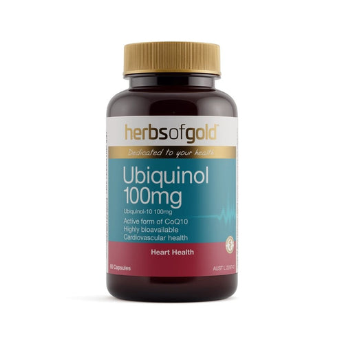Herbs of Gold Ubiquinol 100mg capsules with 100mg Kaneka Ubiquinol CoQ10 for cardiovascular health