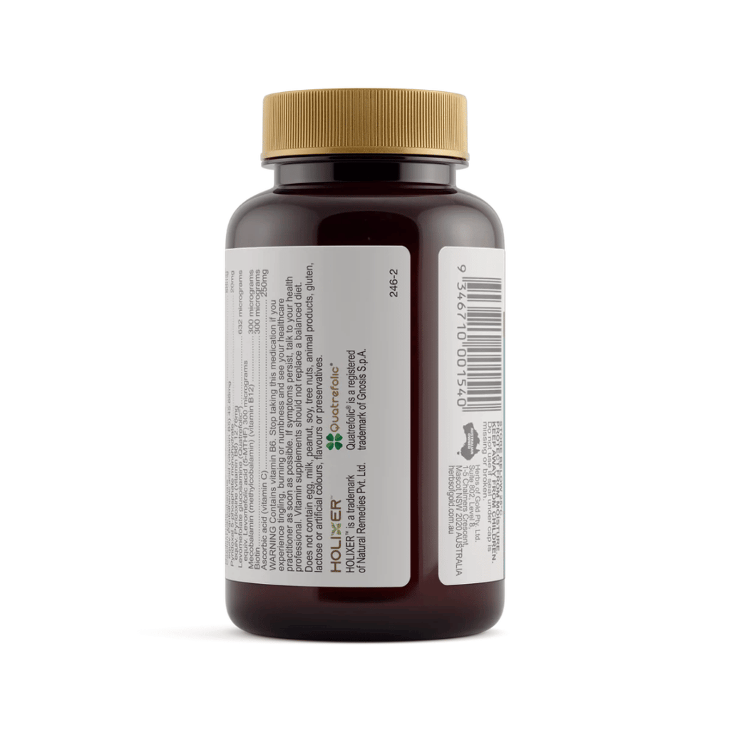 Herbs Of Gold Activated B Stress supplement featuring activated B vitamins, Holixer™ Holy basil extract and vitamin C in a convenient daily tablet.