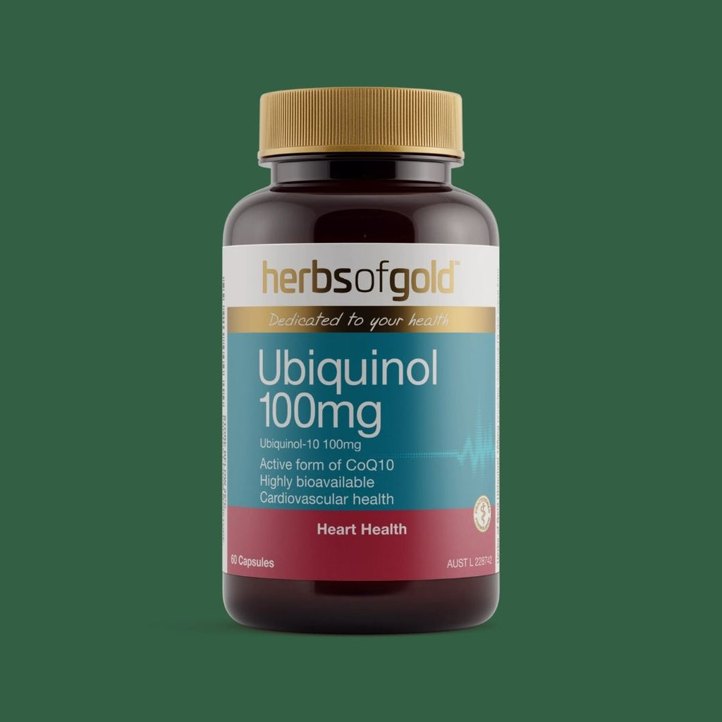 Herbs of Gold Ubiquinol 100mg capsules with 100mg Kaneka Ubiquinol CoQ10 for cardiovascular health