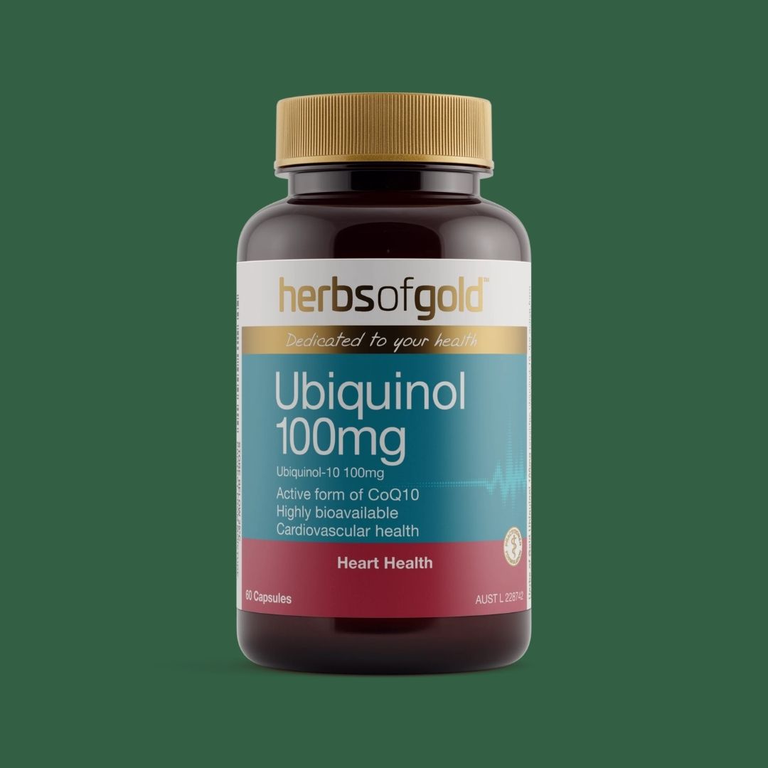 Herbs of Gold Ubiquinol 100mg capsules with 100mg Kaneka Ubiquinol CoQ10 for cardiovascular health