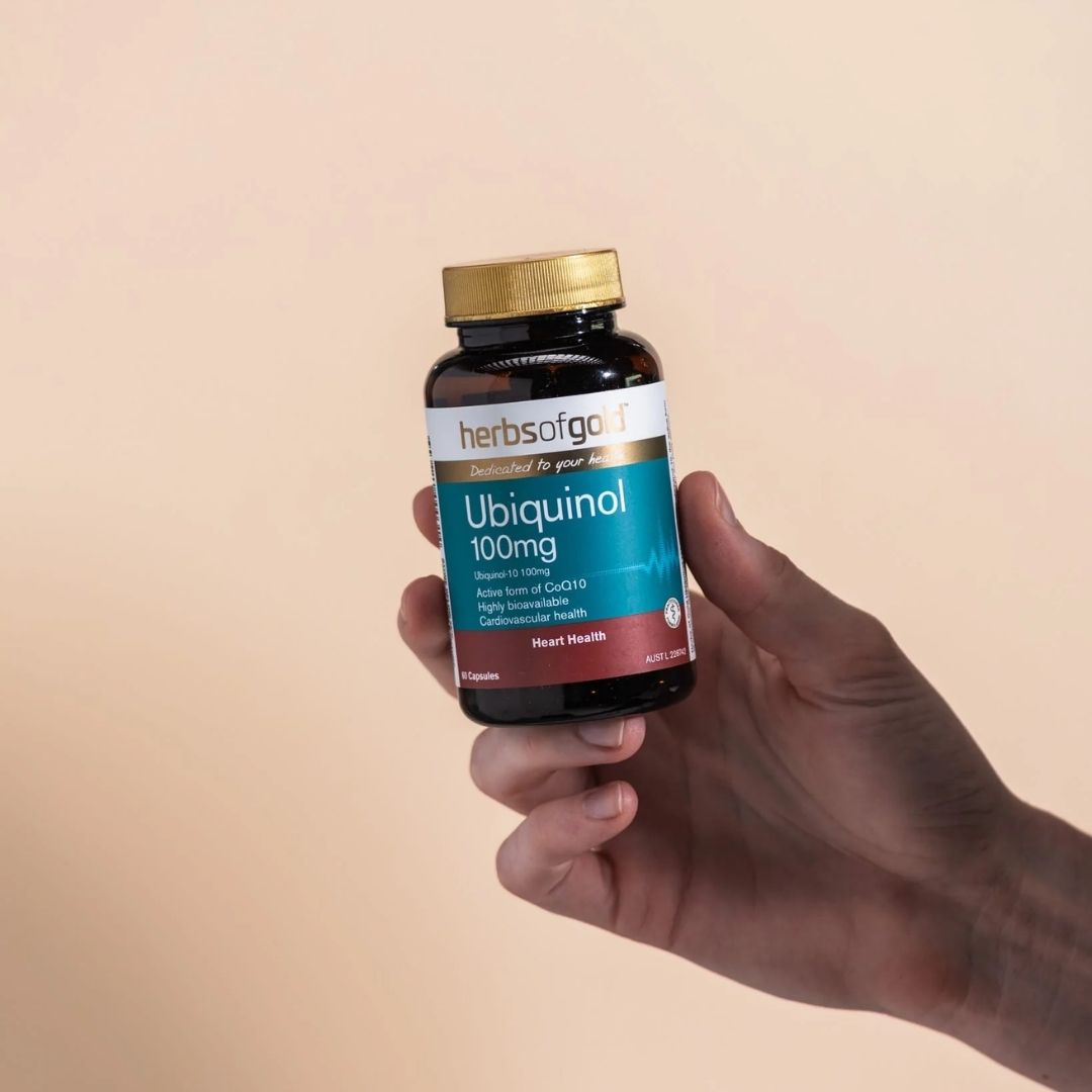 Herbs of Gold Ubiquinol 100mg capsules with 100mg Kaneka Ubiquinol CoQ10 for cardiovascular health