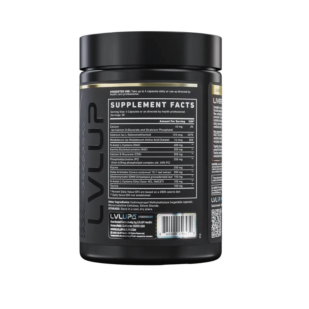 LVL UP Complete Liver Complex capsules bottle for comprehensive liver, antioxidant and detoxification support.