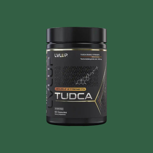 LVLUP Health TUDCA 500mg supplement bottle containing 60 capsules with 500mg TUDCA per capsule.