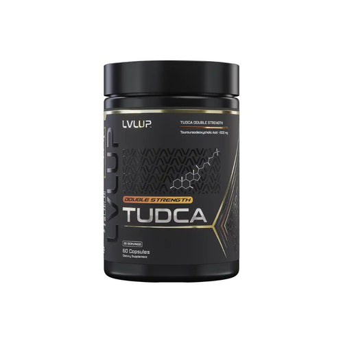 LVLUP Health TUDCA 500mg supplement bottle containing 60 capsules with 500mg TUDCA per capsule.