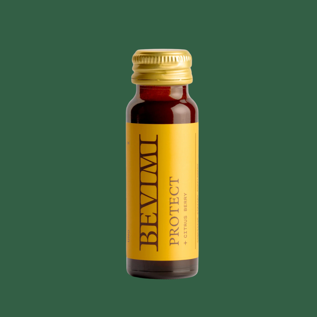 My Bevimi Uno Protect 50mL liquid brain health supplement with DHA, omega-3s, vitamins, minerals and botanical extracts.