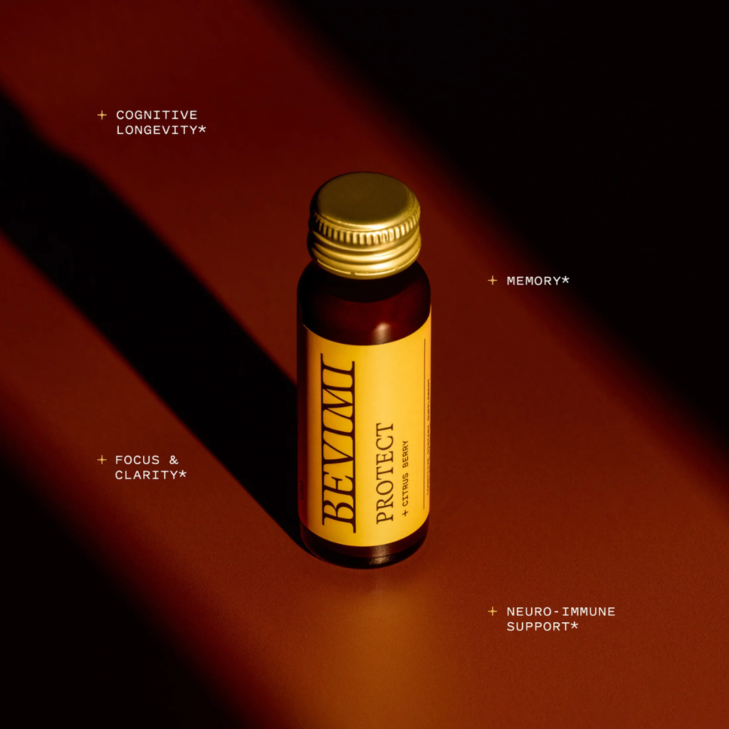 My Bevimi Uno Protect 50mL liquid brain health supplement with DHA, omega-3s, vitamins, minerals and botanical extracts.