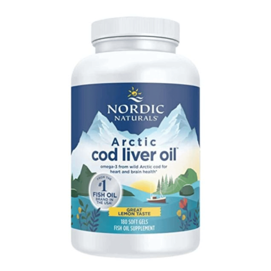 Nordic Naturals Arctic Cod Liver Oil Capsules made from wild Arctic cod with EPA, DHA and naturally occurring vitamins A and D.