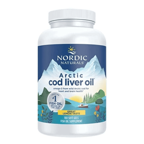Nordic Naturals Arctic Cod Liver Oil Capsules made from wild Arctic cod with EPA, DHA and naturally occurring vitamins A and D.