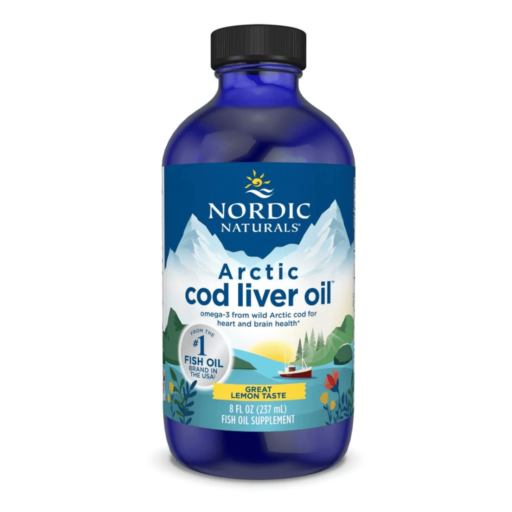Nordic Naturals Arctic Cod Liver Oil liquid with wild Arctic cod, EPA, DHA and naturally occurring vitamins A and D.