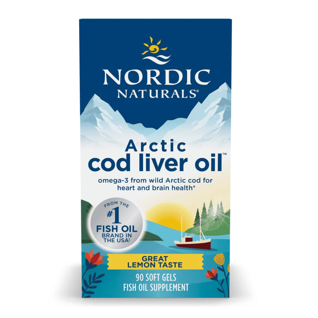 Nordic Naturals Arctic Cod Liver Oil Capsules made from wild Arctic cod with EPA, DHA and naturally occurring vitamins A and D.