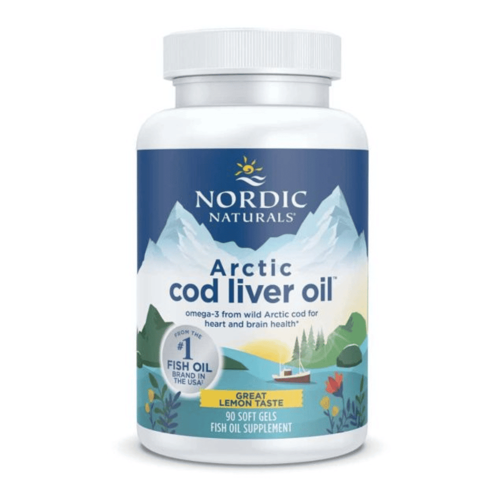Nordic Naturals Arctic Cod Liver Oil Capsules made from wild Arctic cod with EPA, DHA and naturally occurring vitamins A and D.