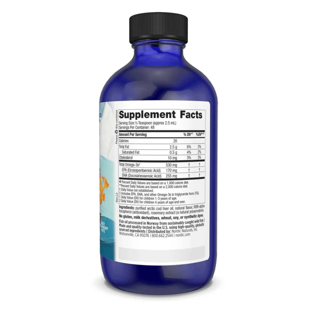 Nordic Naturals Children's DHA Liquid providing EPA and DHA from wild Arctic cod for children aged 1–6.