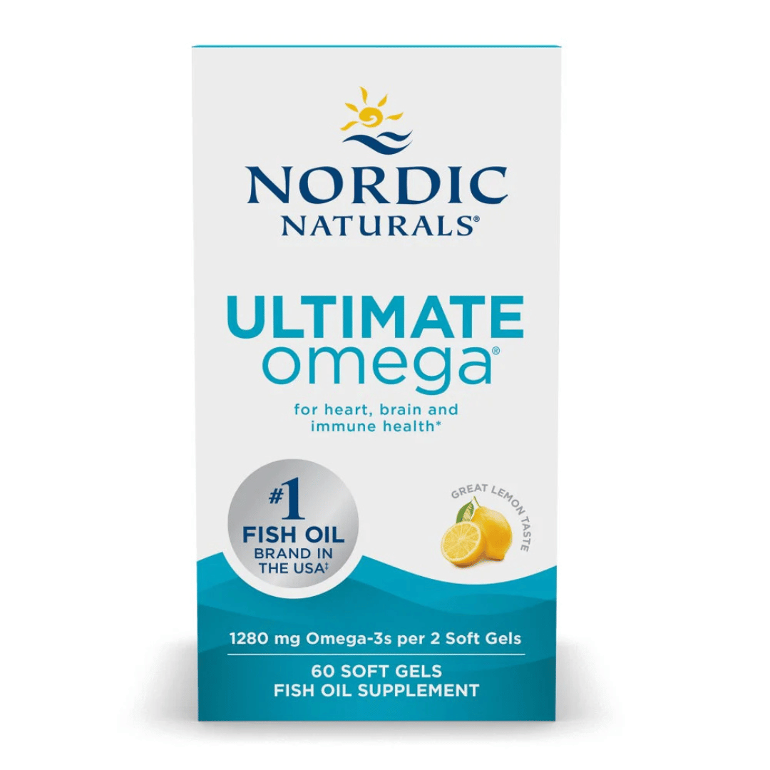 Nordic Naturals Ultimate Omega capsules with concentrated EPA and DHA omega-3 fish oil and fresh lemon flavour.