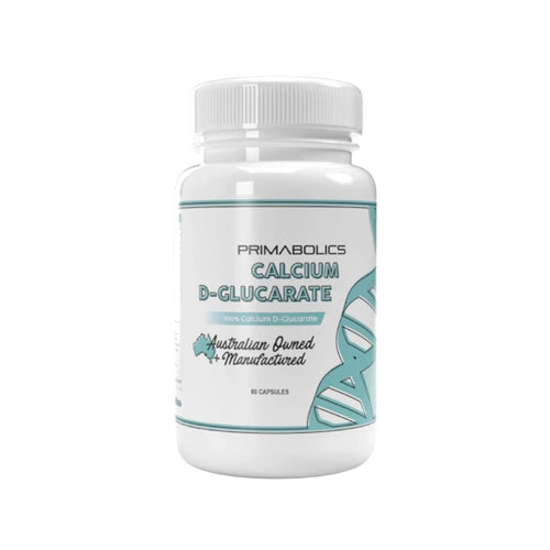 Primabolics Calcium D-Glucarate 500mg, 60 vegetarian capsules with a single active ingredient.
