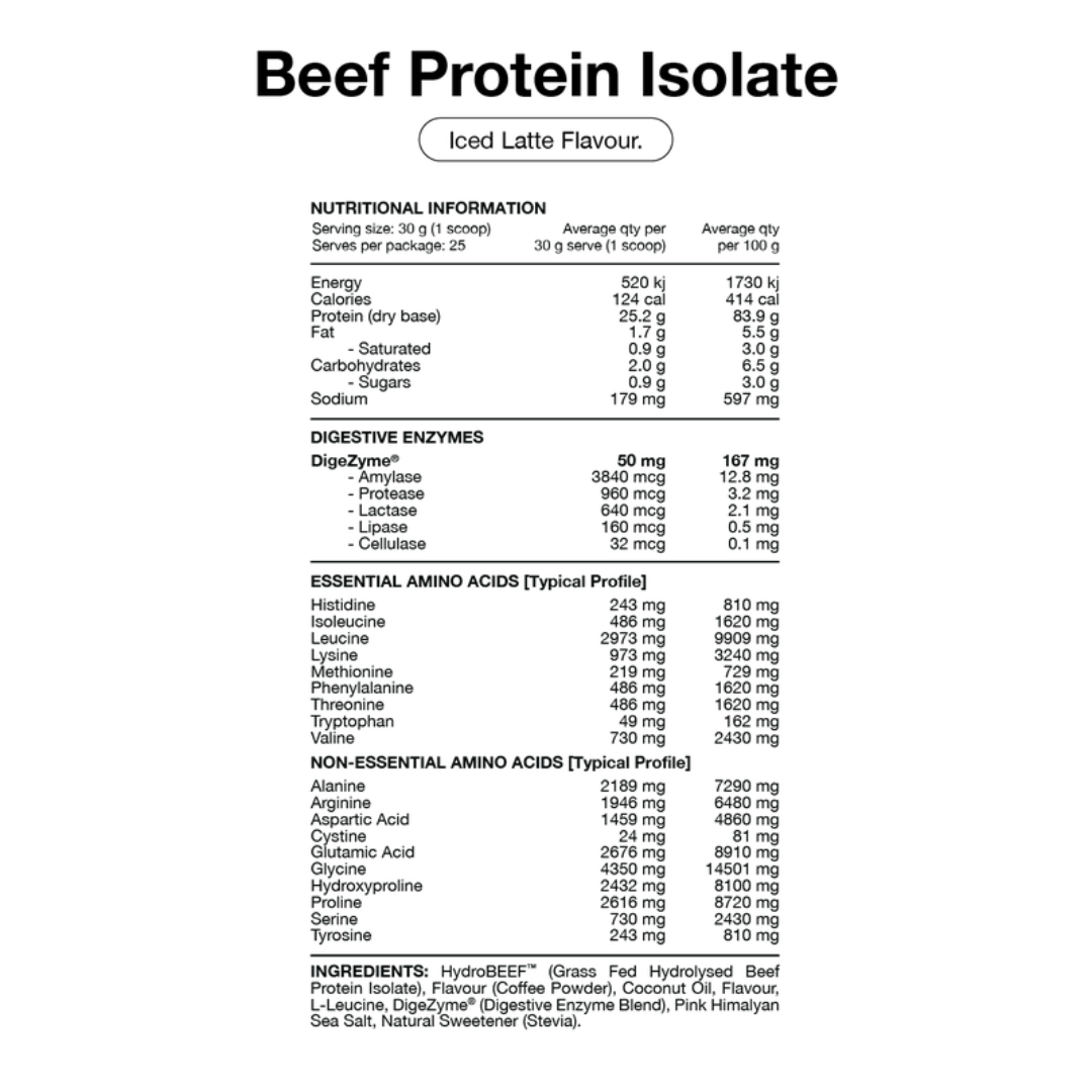Switch Nutrition Beef Protein Isolate grass-fed HydroBEEF protein powder with 25.2 g protein per serve.
