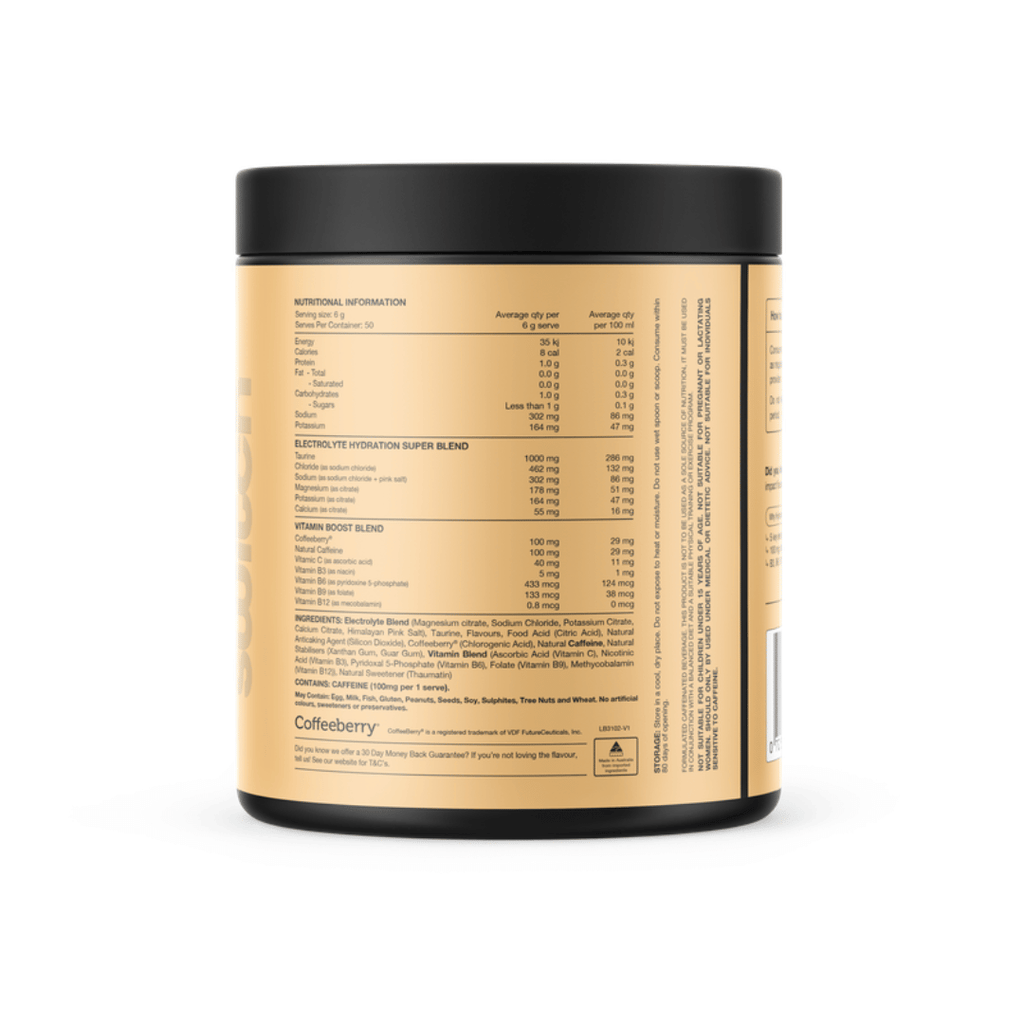 Switch Nutrition Hydrate + Caffeine electrolyte powder with 100 mg natural caffeine for hydration and daily performance.