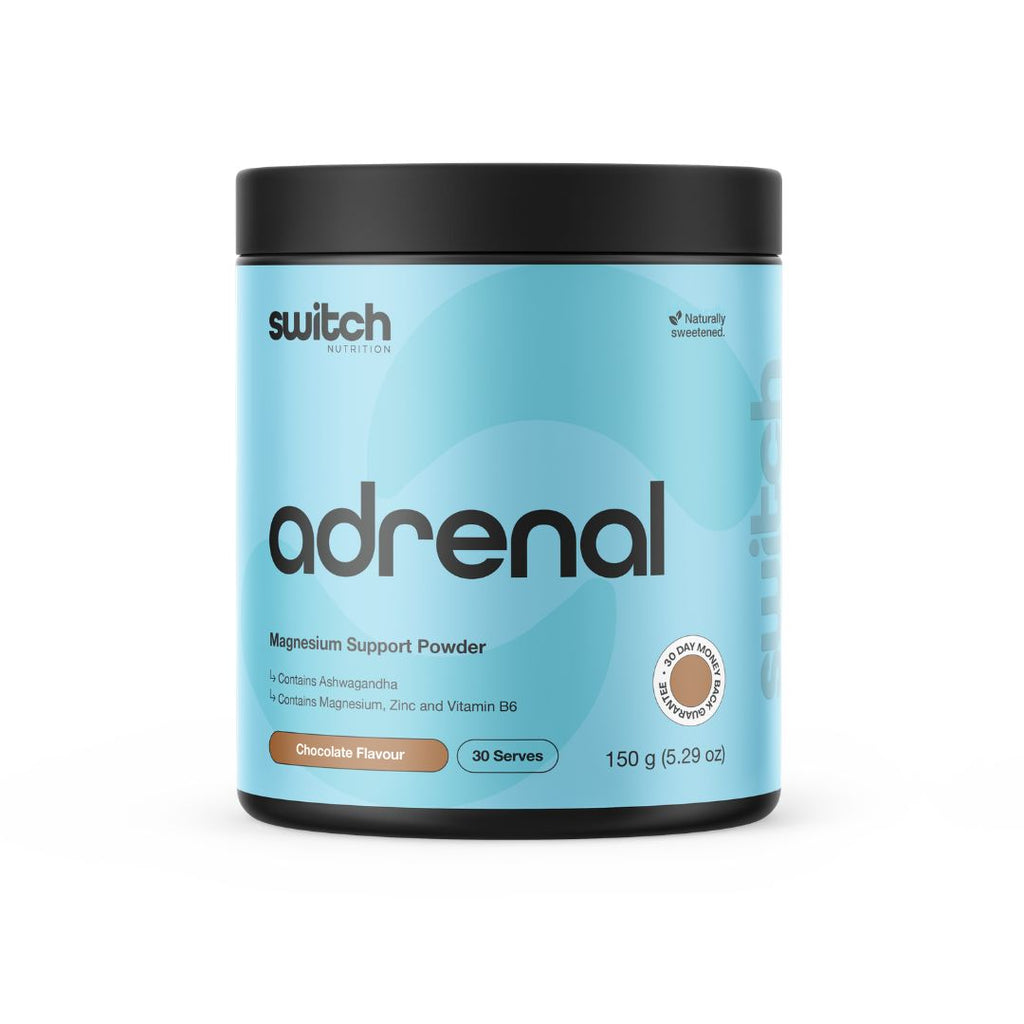 Switch Nutrition Adrenal Switch evening wellness powder with ashwagandha, magnesium, amino acids and botanical ingredients.