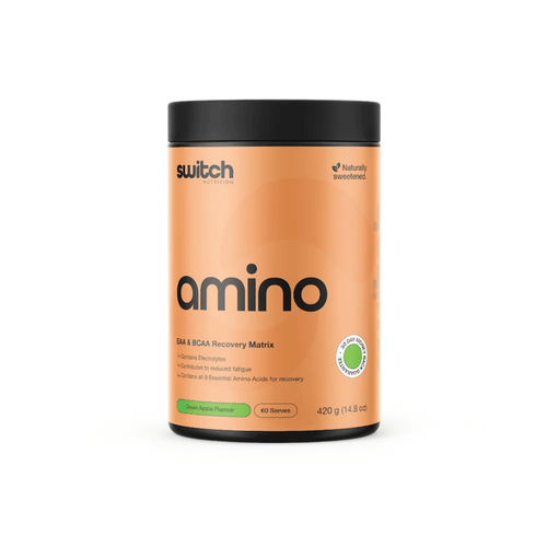 Switch Nutrition Amino Switch vegan EAA powder with electrolytes, vitamins and Schisandra extract for sports nutrition.