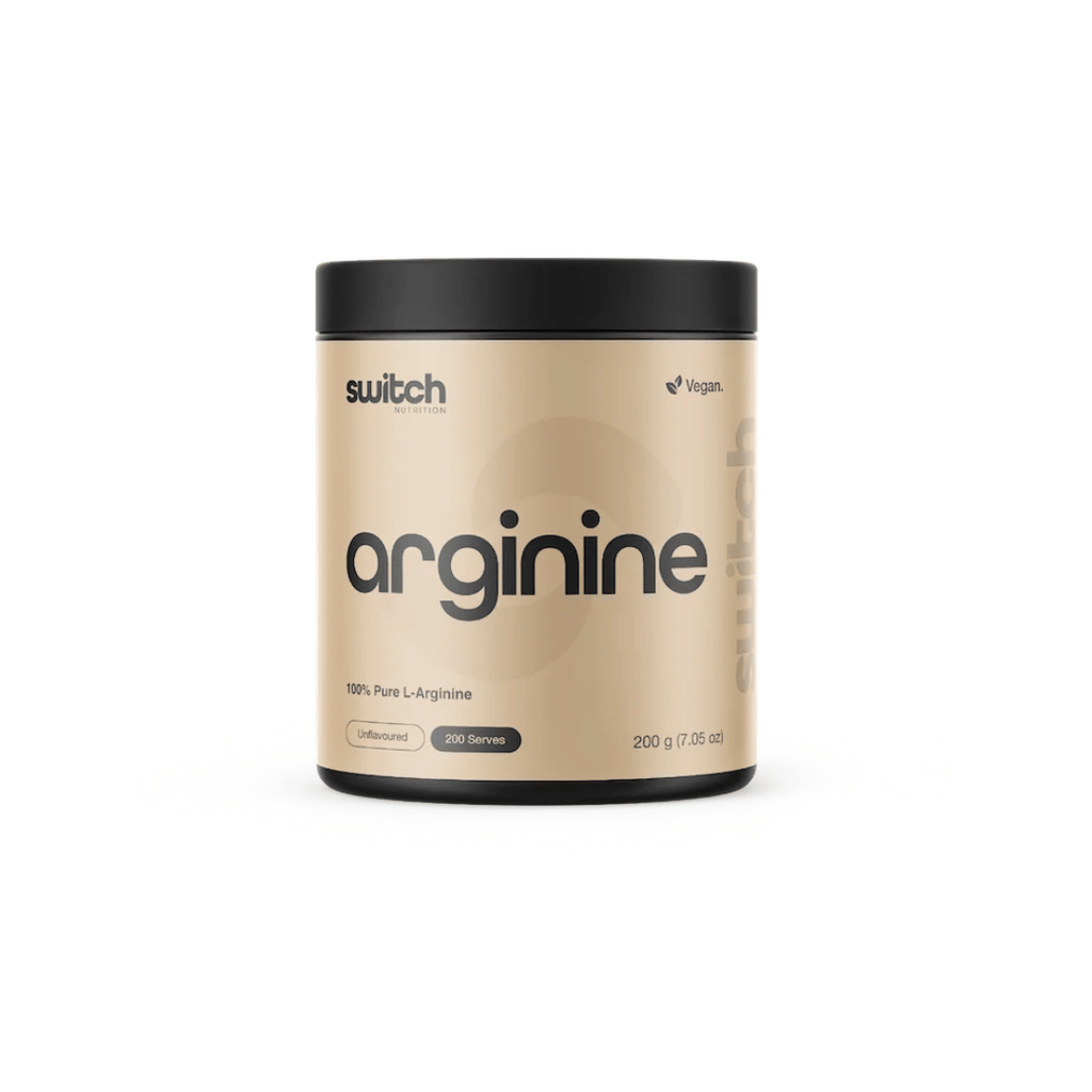 Switch Nutrition L-Arginine 100% pure amino acid powder providing 1,000 mg per serve.