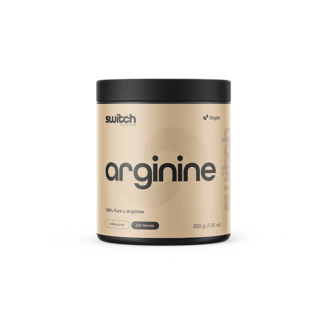 Switch Nutrition L-Arginine 100% pure amino acid powder providing 1,000 mg per serve.