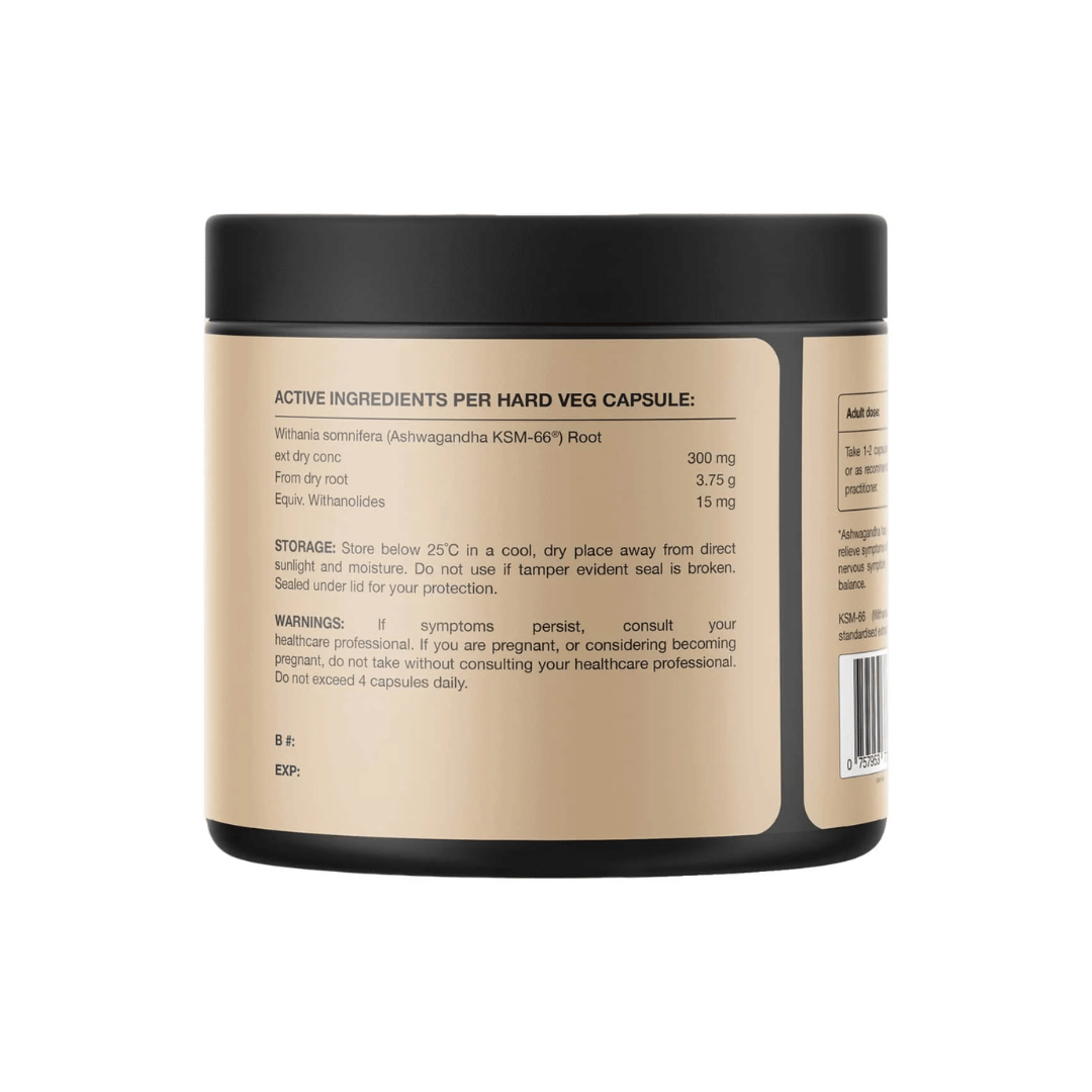 Switch Nutrition Ashwagandha KSM-66® capsules with premium Ashwagandha root extract.