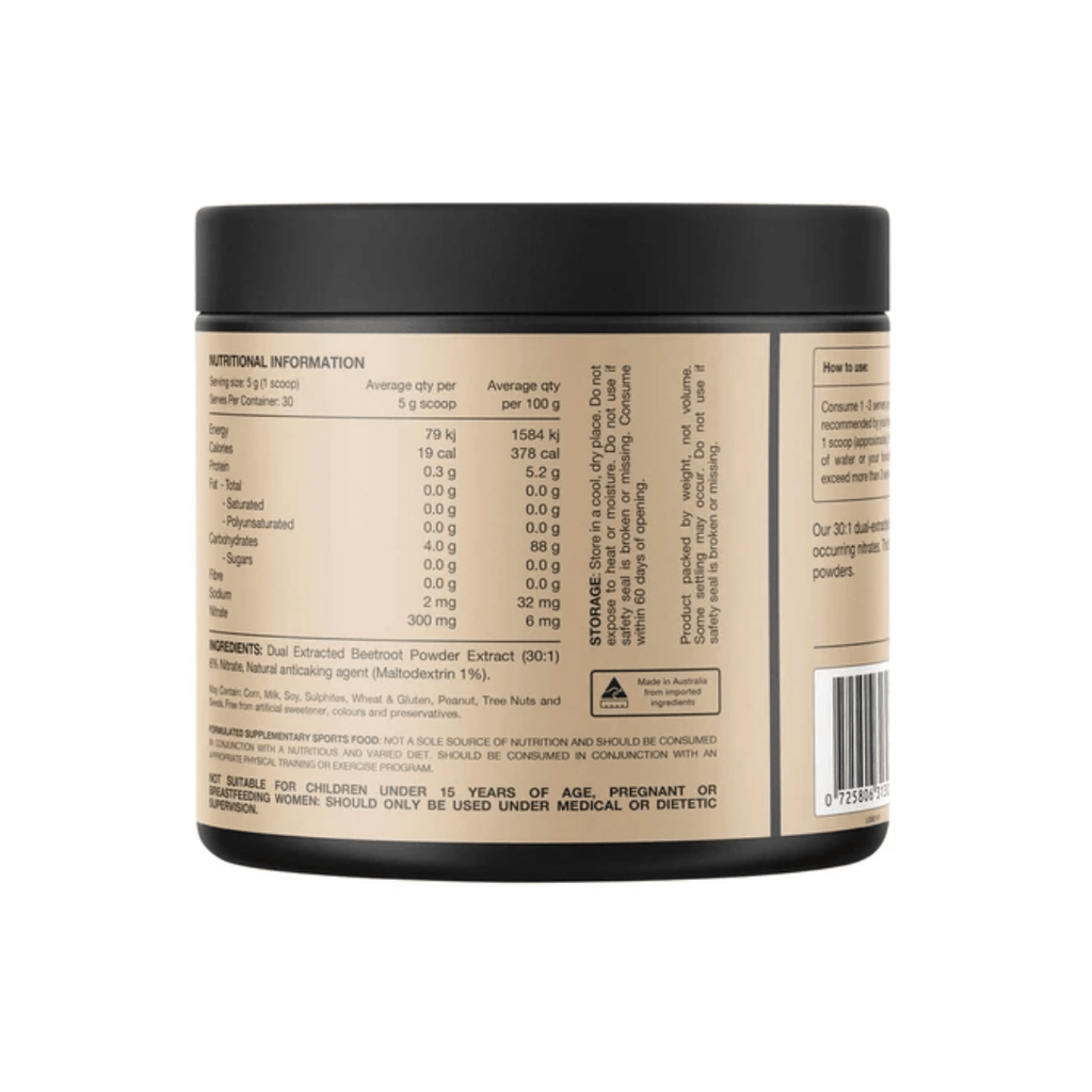 Switch Nutrition Beetroot Powder Triple Strength with 300 mg nitrate per serve.