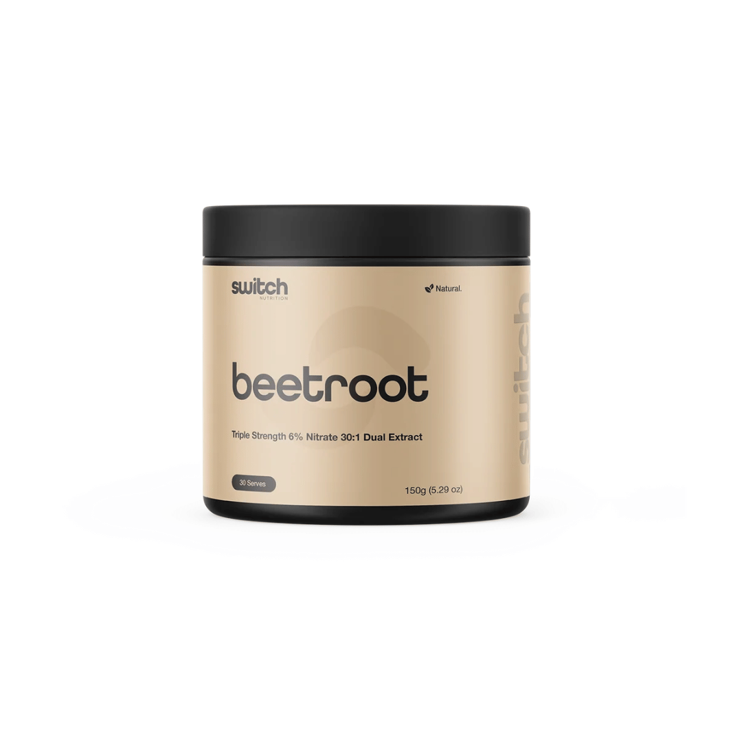 Switch Nutrition Beetroot Powder Triple Strength with 300 mg nitrate per serve.