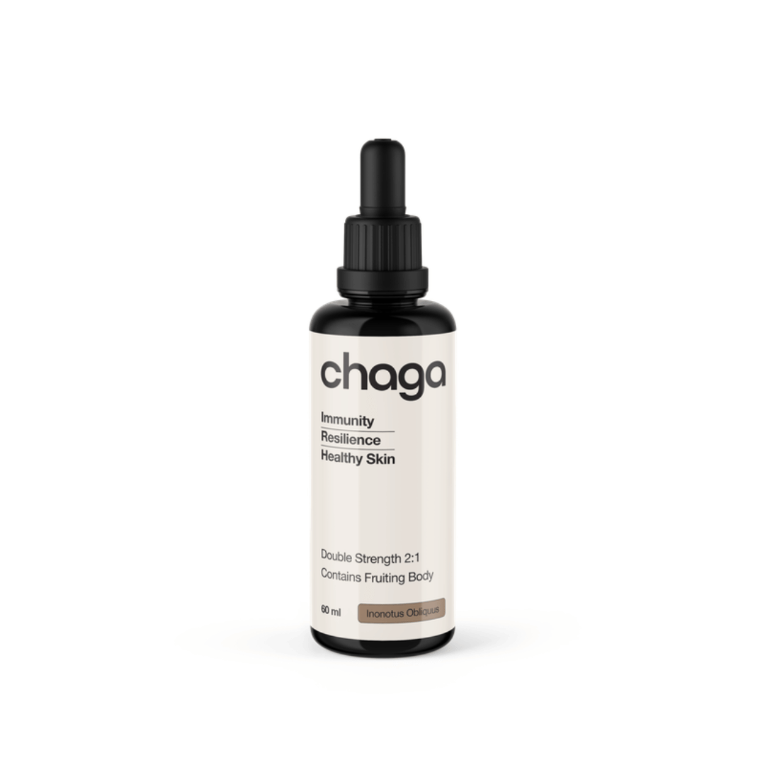 Switch Nutrition Chaga Mushroom Liquid Extract 2:1 dual-extracted Chaga fruiting body formula.