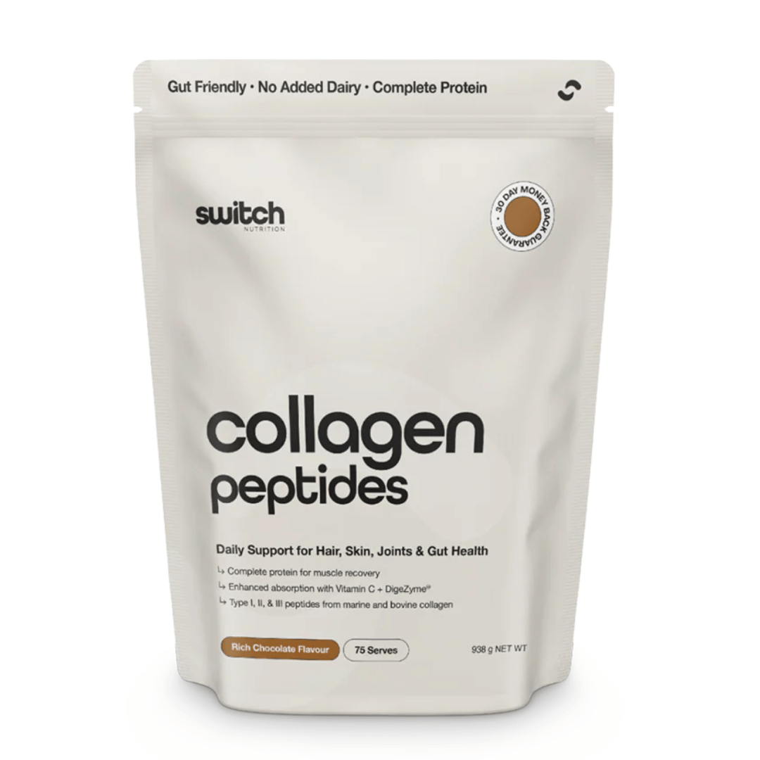 Switch Nutrition Collagen powder with marine and bovine collagen peptides, vitamin C and DigeZyme®.