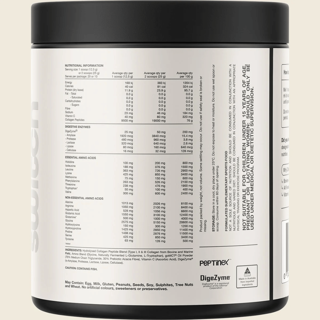 Switch Nutrition Collagen powder with marine and bovine collagen peptides, vitamin C and DigeZyme®.