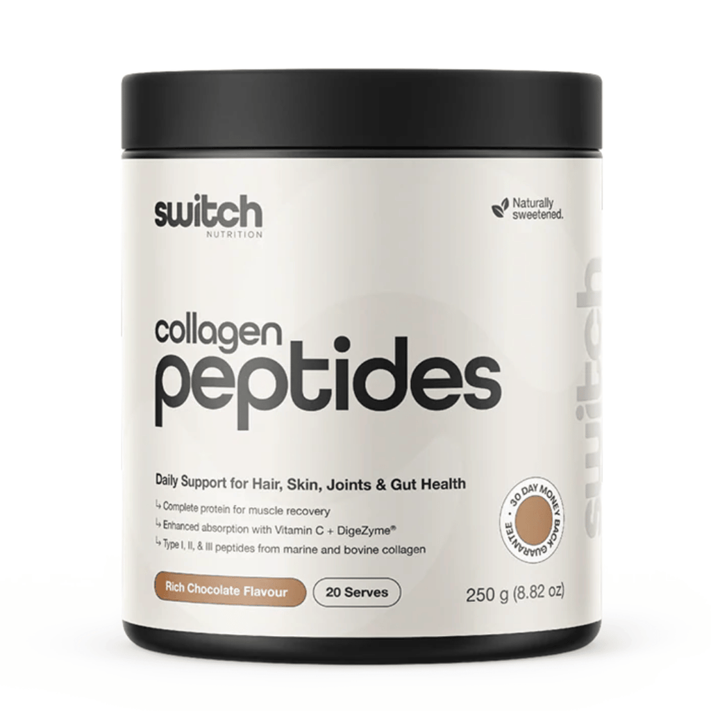 Switch Nutrition Collagen powder with marine and bovine collagen peptides, vitamin C and DigeZyme®.