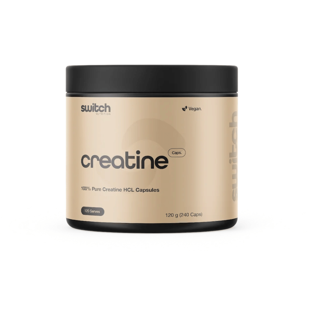 Switch Nutrition Creatine HCL capsules providing 1,000 mg creatine hydrochloride per serve.