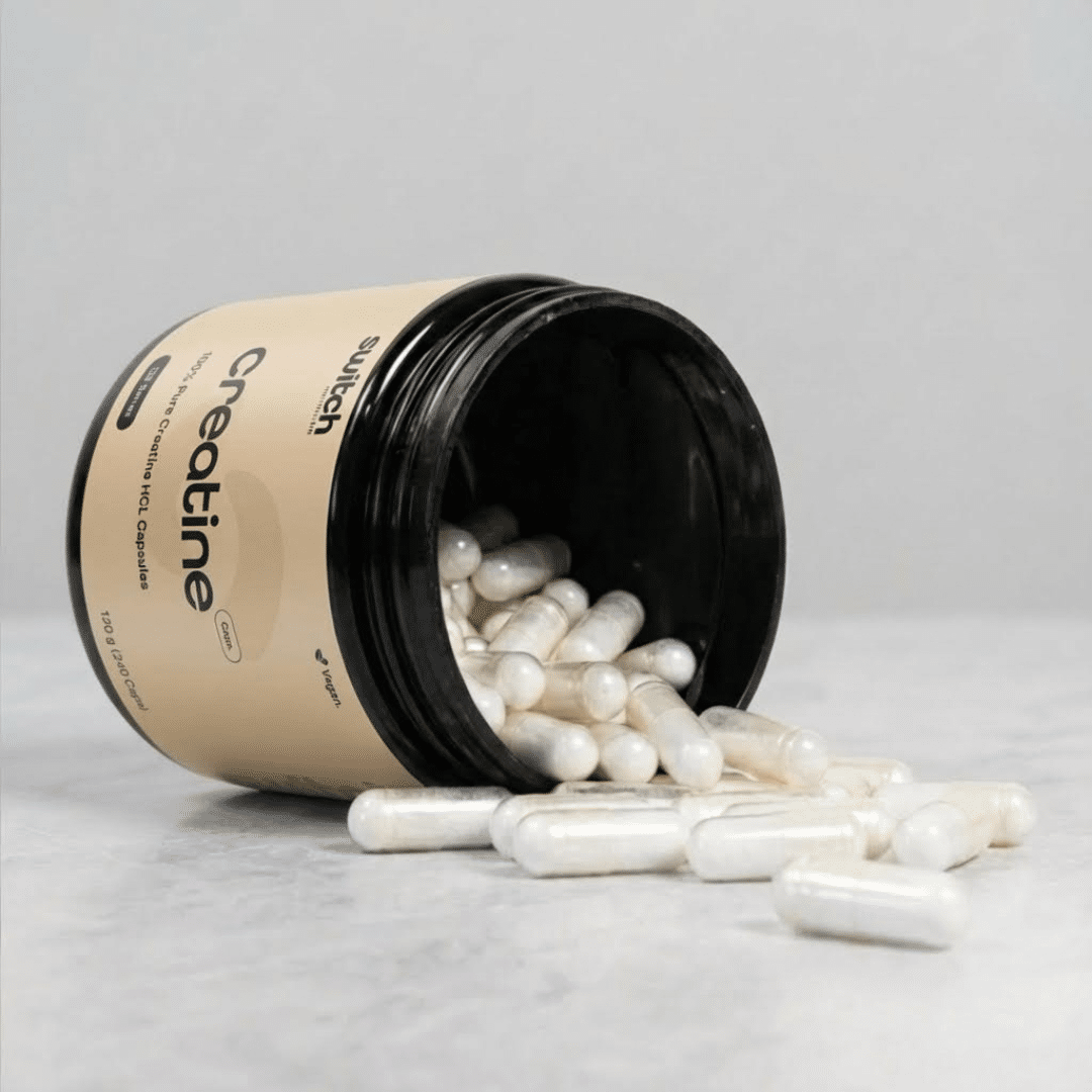 Switch Nutrition Creatine HCL capsules providing 1,000 mg creatine hydrochloride per serve.