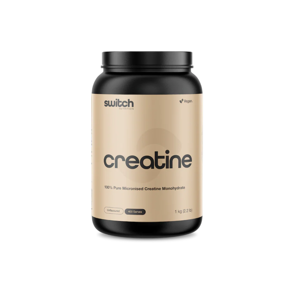 Switch Nutrition Creatine Monohydrate 100% micronised creatine powder for sports nutrition.