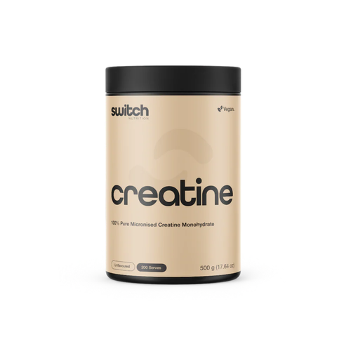 Switch Nutrition Creatine Monohydrate 100% micronised creatine powder for sports nutrition.