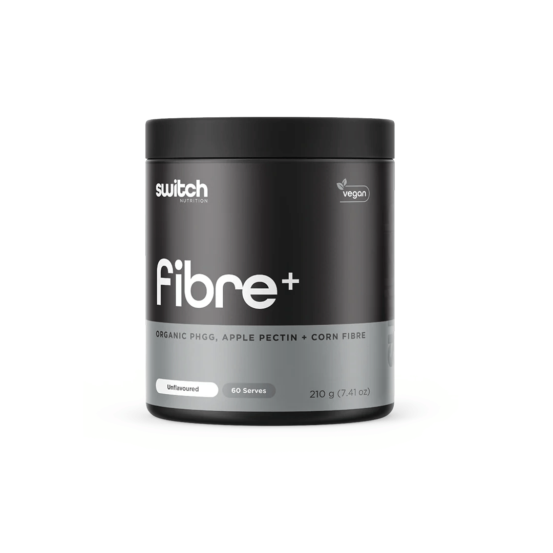 Switch Nutrition Fibre+ prebiotic fibre powder with Organic Sunfiber®, soluble corn fibre and apple pectin.