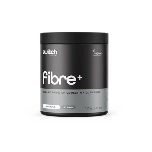 Switch Nutrition Fibre+ prebiotic fibre powder with Organic Sunfiber®, soluble corn fibre and apple pectin.