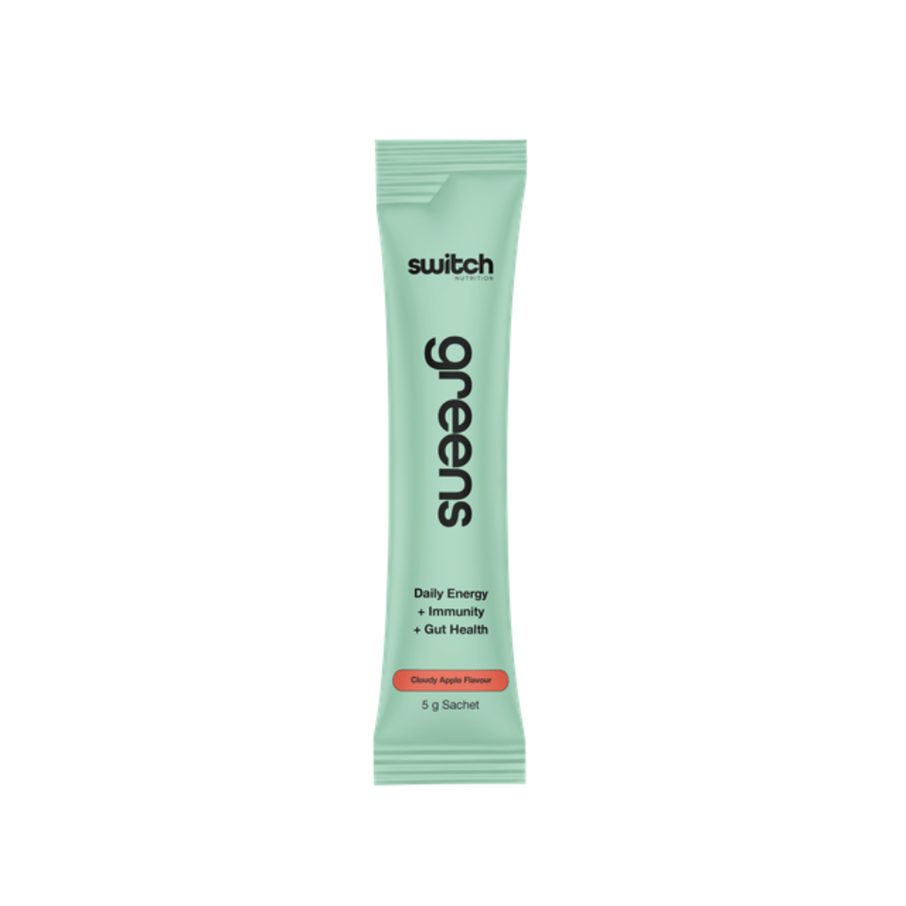 Switch Nutrition Greens daily super greens powder with probiotics, vitamins and functional ingredients.