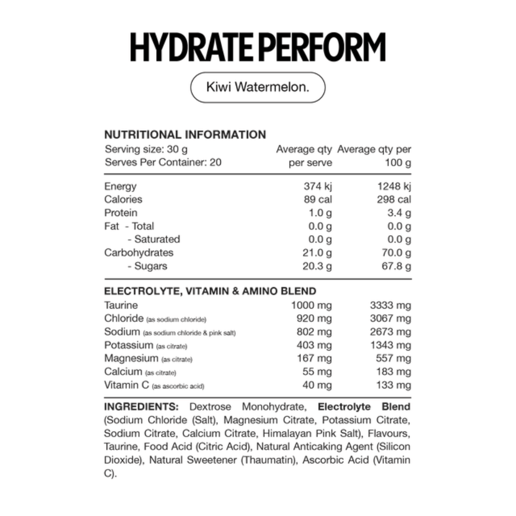 Switch Nutrition Hydrate Perform carbohydrate and electrolyte powder for endurance and hydration.