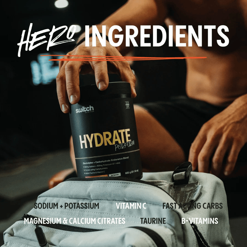 Switch Nutrition Hydrate Perform carbohydrate and electrolyte powder for endurance and hydration.