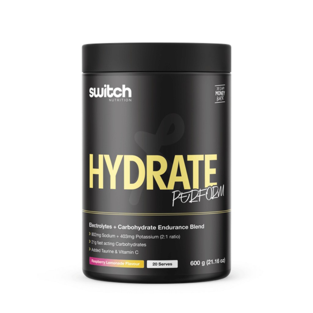 Switch Nutrition Hydrate Perform carbohydrate and electrolyte powder for endurance and hydration.