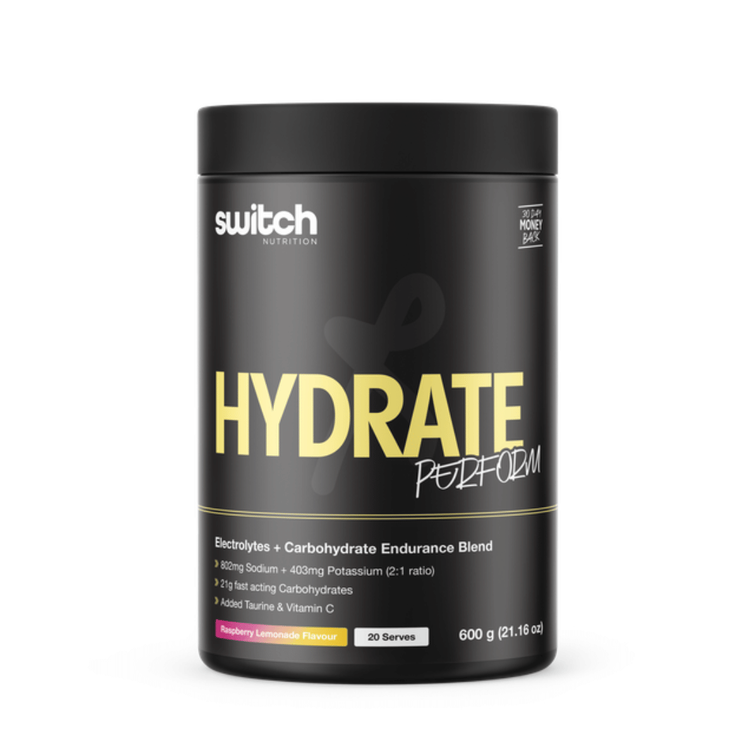 Switch Nutrition Hydrate Perform carbohydrate and electrolyte powder for endurance and hydration.