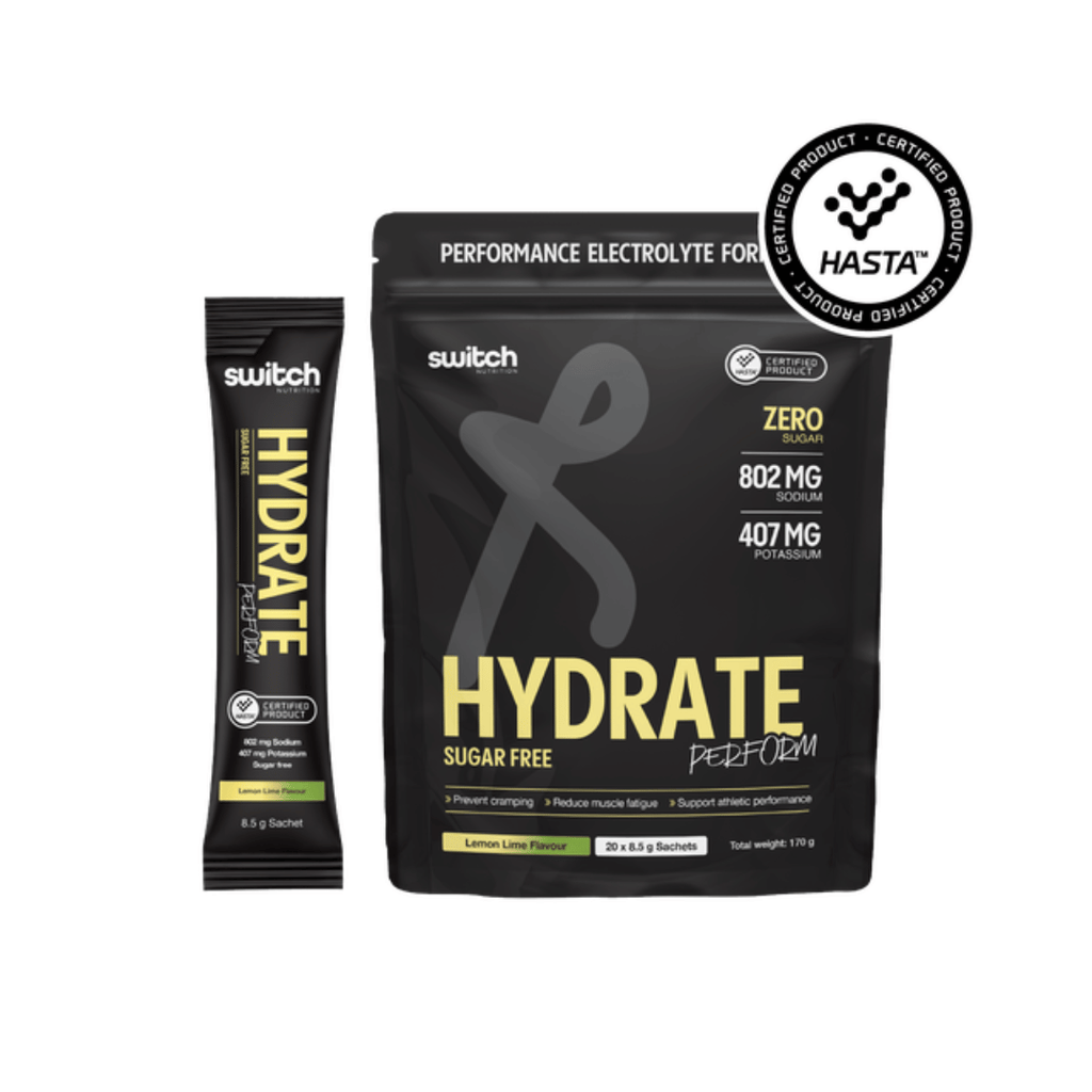 Switch Nutrition Hydrate Perform Sugar Free high-sodium electrolyte powder for endurance training.