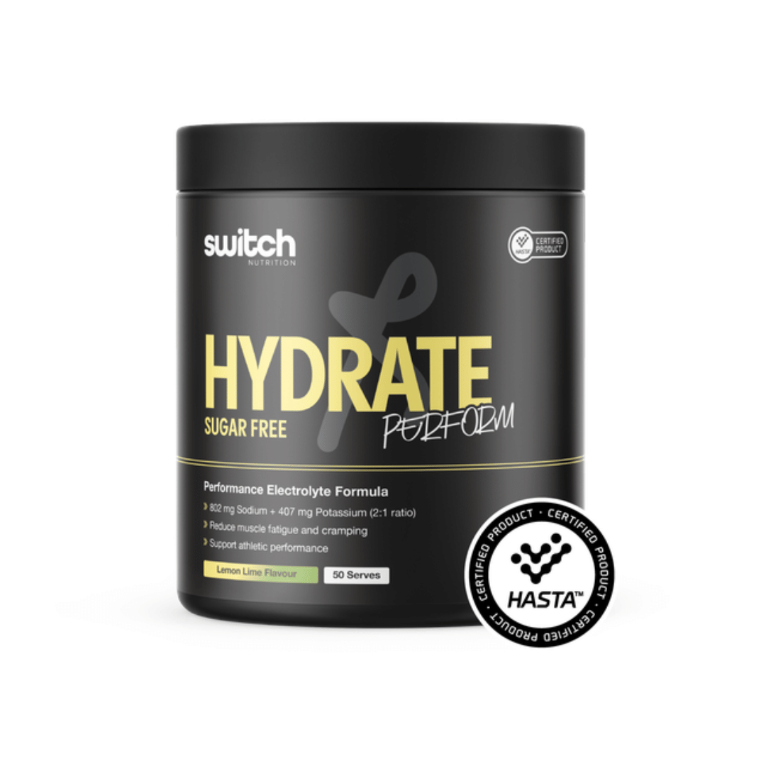 Switch Nutrition Hydrate Perform Sugar Free high-sodium electrolyte powder for endurance training.