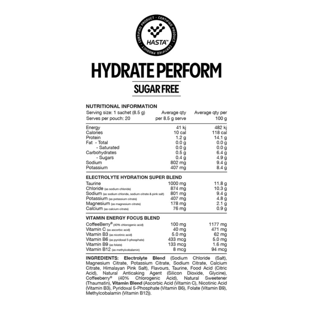 Switch Nutrition Hydrate Perform Sugar Free high-sodium electrolyte powder for endurance training.