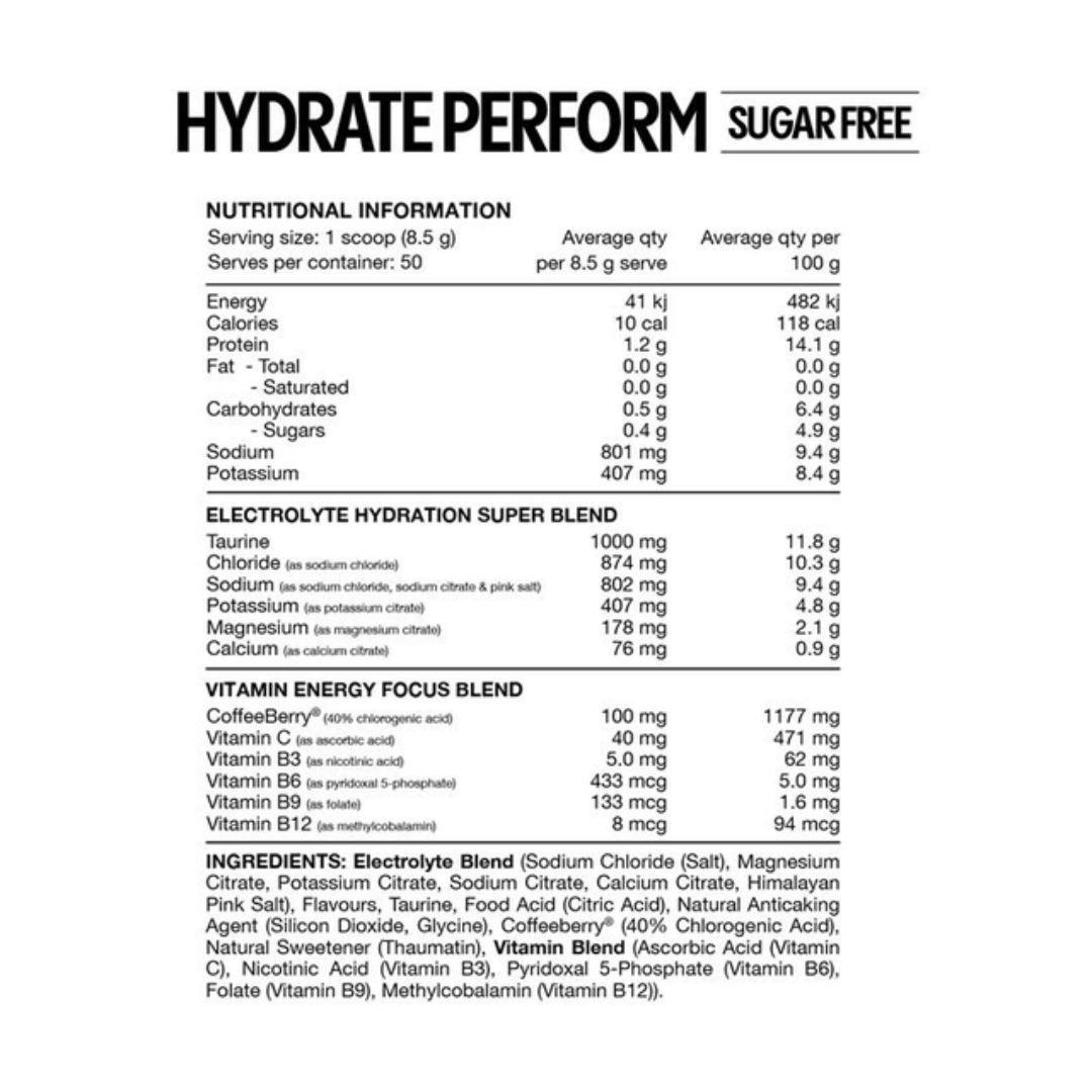 Switch Nutrition Hydrate Perform Sugar Free high-sodium electrolyte powder for endurance training.